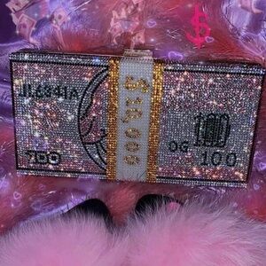 Pink Diamond Money Clutch Bag